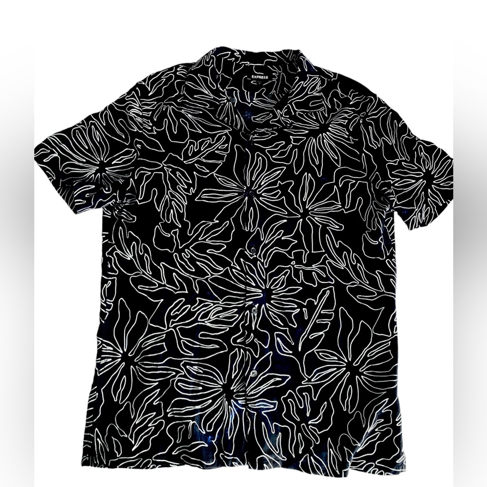 Men’s Printed button down short sleeve dress shirt